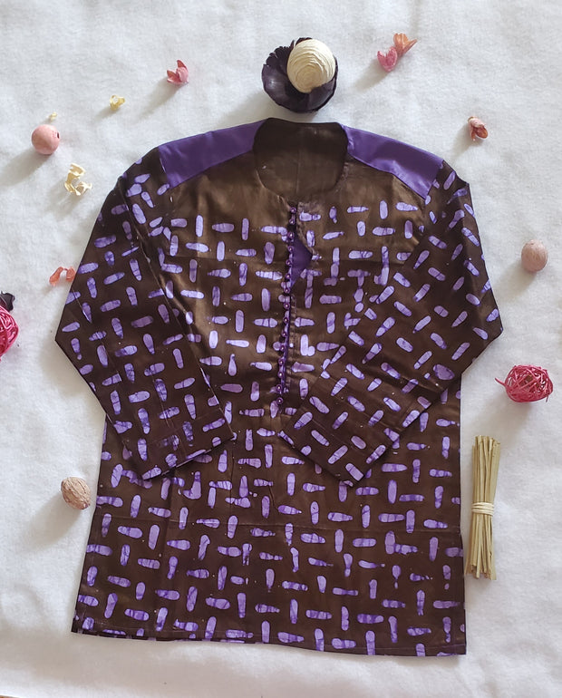 Boy's African Purple Long Sleeves Top & Pants TossokoClothing