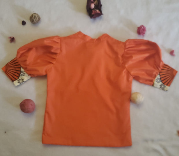 Girl's Orange African Print Top & Skirt TossokoClothing