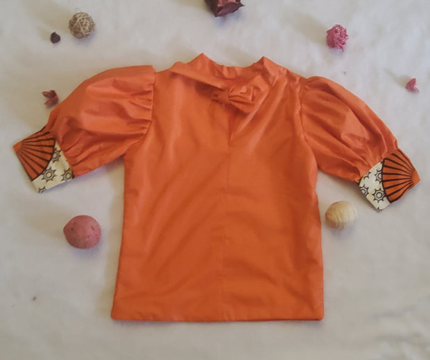Girl's Orange African Print Top & Skirt TossokoClothing