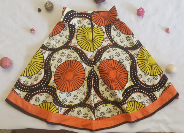 Girl's Orange African Print Top & Skirt TossokoClothing
