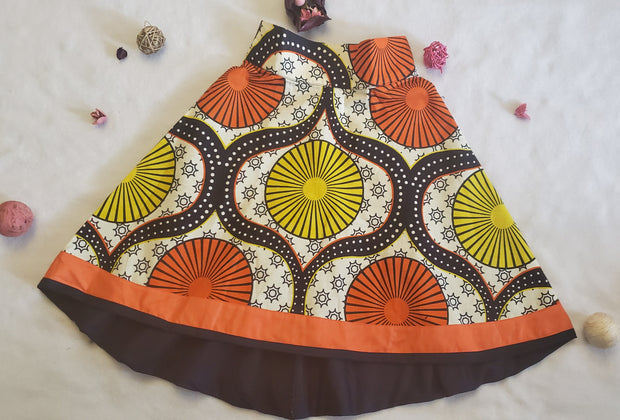 Girl's Orange African Print Top & Skirt TossokoClothing