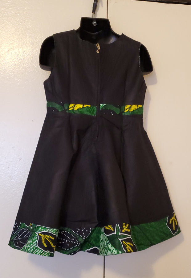 African Print Girl's Green Leaves Dress & Jacket TossokoClothing