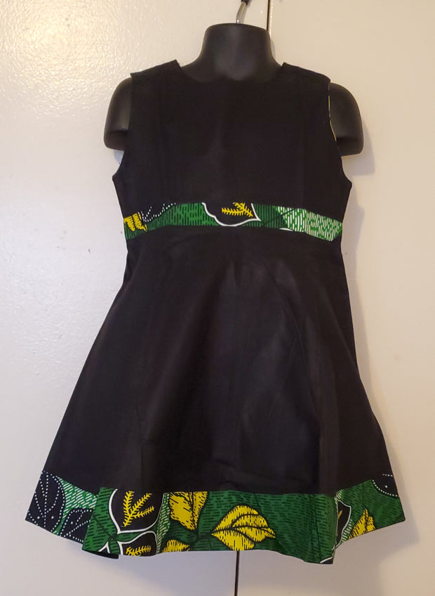 African Print Girl's Green Leaves Dress & Jacket TossokoClothing