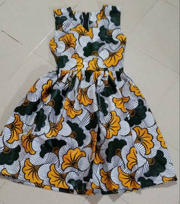 African Print Girl's  Wedding Flowers Dress Tossoko Clothing