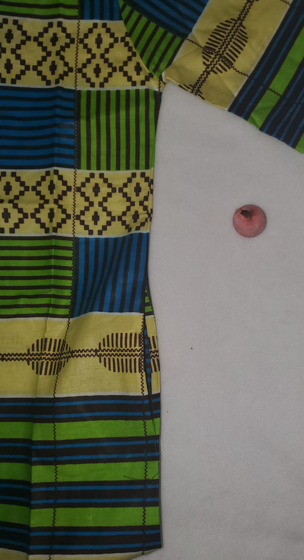 African Print Girl's Shirt Dress Green & Orange Size 5-6 TossokoClothing