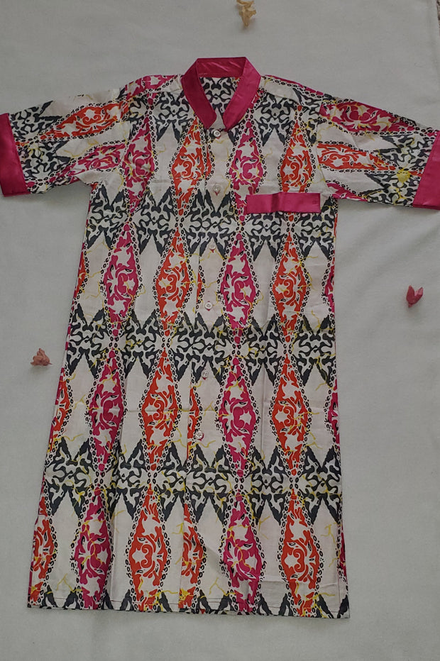 Girl's Pink African Print & Bazin Dress TossokoClothing