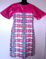 Girl's Pink African Print & Bazin Dress TossokoClothing