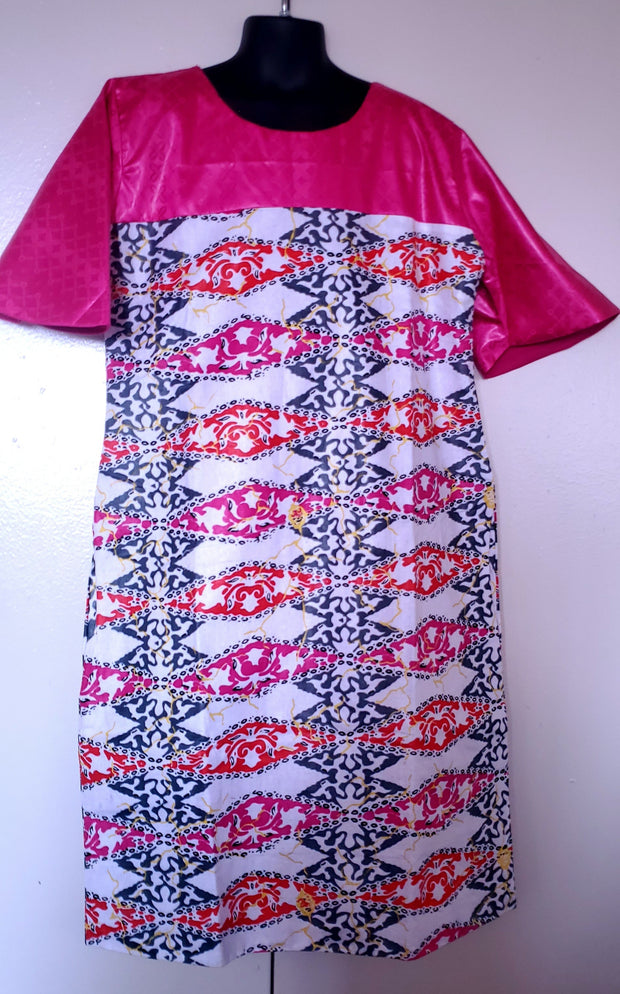 Girl's Pink African Print & Bazin Dress TossokoClothing