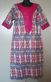 Girl's Pink African Print & Bazin Dress TossokoClothing