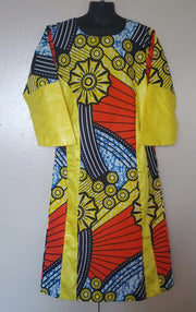 Girl's Yellow African Print & Bazin Dress TossokoClothing