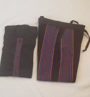 Boy's Purple/Black African Handwoven Top & Pants Set TossokoClothing