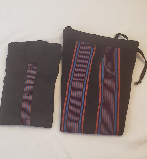 Boy's Purple/Black African Handwoven Top & Pants Set TossokoClothing