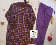 Boy's African Purple Long Sleeves Top & Pants TossokoClothing