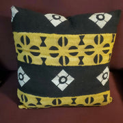 Mudcloth Pillow Cover Yellow Brown/ Black Size 16 x16 TossokoClothing