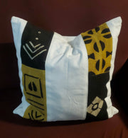Mudcloth Pillow Cover White Yellow Brown Black Size 16 x16 TossokoClothing