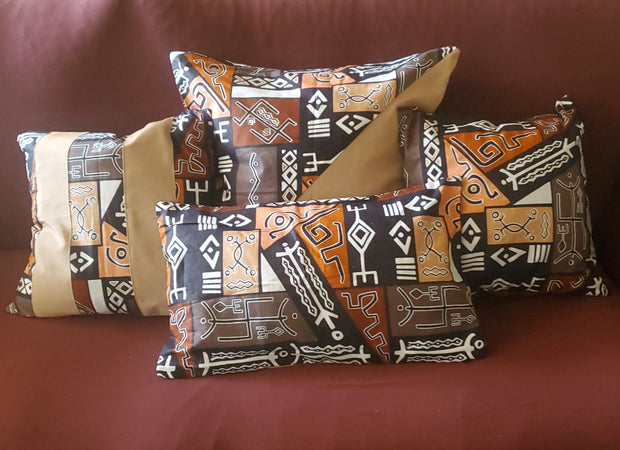 Bogo African Print Pillow Cover Multicolored  Brown TossokoClothing