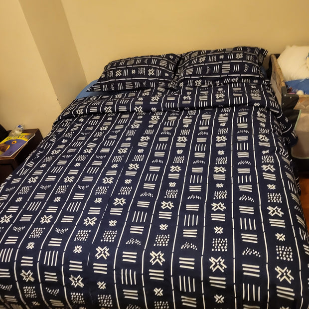 Yandoor African Print  Duvet Cover Set Blue TossokoClothing