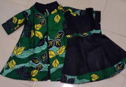 African Print Girl's Green Leaves Dress & Jacket TossokoClothing