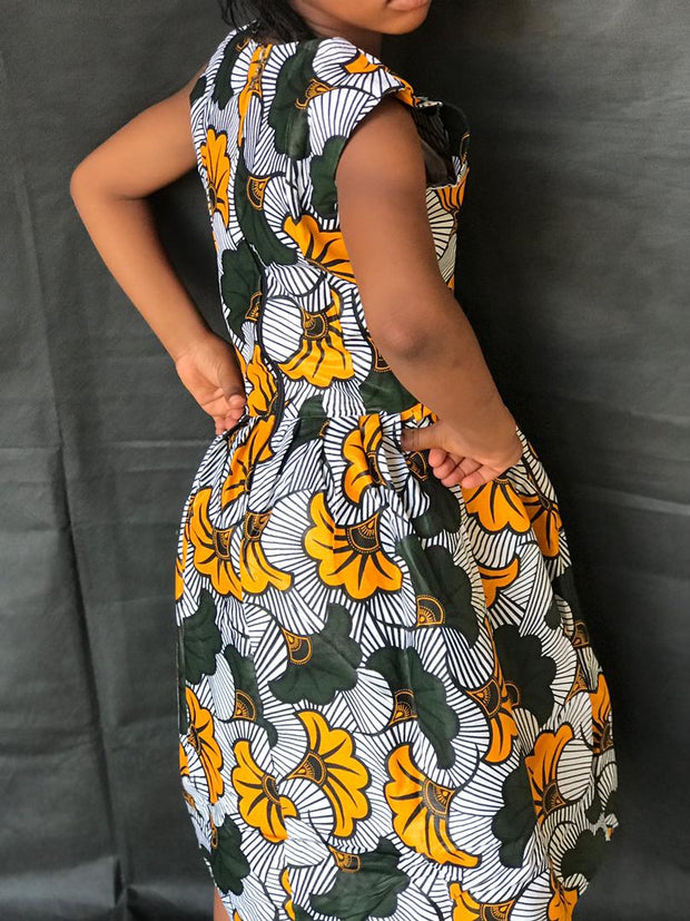 African Print Girl's  Wedding Flowers Dress Tossoko Clothing