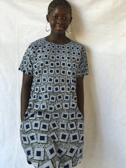 African Print Blue Girl's Shirt Dress TossokoClothing
