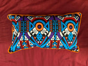 Ndebele African Print Pillow Cover Multicolored Blue TossokoClothing