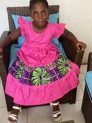 Rosy & Rosa Flared Girl's Dresses in African Print(Ankara) and Pink Cotton TossokoClothing