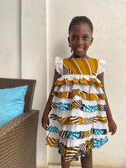 Lily Girl's Dress in African Print (Ankara) & White Lace TossokoClothing