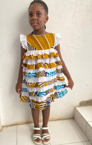 Lily Girl's Dress in African Print (Ankara) & White Lace TossokoClothing