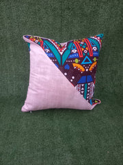 Ndebele African Print Pillow Cover Multicolored Blue TossokoClothing