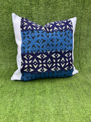 Assamane Blue/White Decorative Mudcloth Pillow Cover TossokoClothing