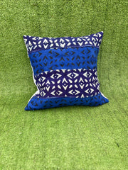 Assamane Blue/White Decorative Mudcloth Pillow Cover TossokoClothing