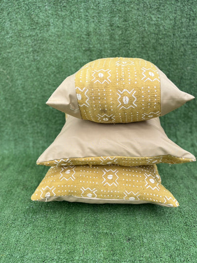 Souba Mudcloth Pillow Cover Yellow/ Tan TossokoClothing