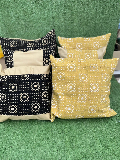 Goudi Black/Tan Decorative Mudcloth Pillow Cover TossokoClothing