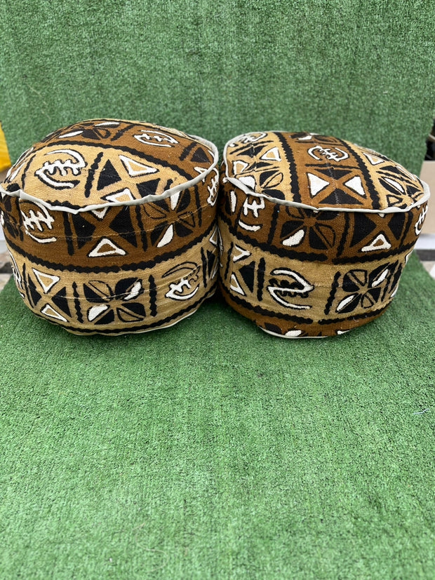 Jambar Handmade Round Mudcloth Pouff TossokoClothing