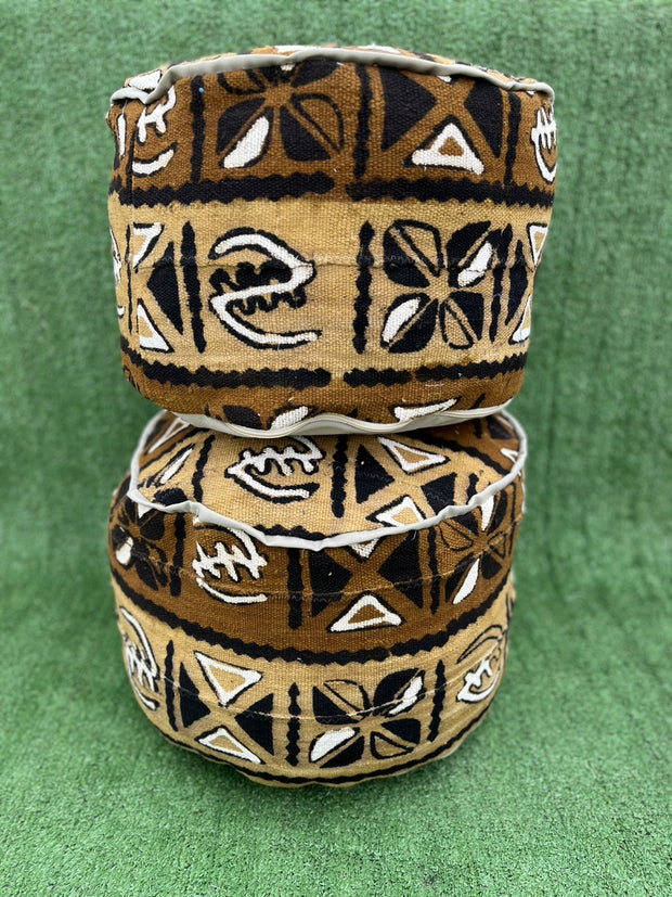 Jambar Handmade Round Mudcloth Pouff TossokoClothing