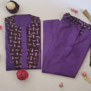 Boy's African Purple Long Sleeves Top & Pants TossokoClothing