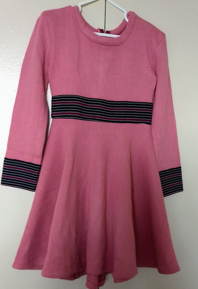 Pink Rib Knit & Aso Oke Flared Dress TossokoClothing