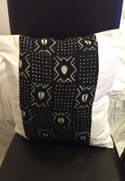 Mudcloth Pillow Cover Black/ White  Size 17x17 TossokoClothing