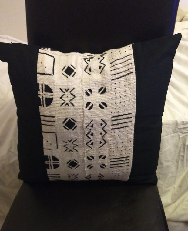 Mudcloth Pillow Cover Black/ White  Size 17x17 TossokoClothing