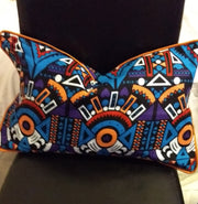 Ndebele African Print Pillow Cover Multicolored Blue TossokoClothing