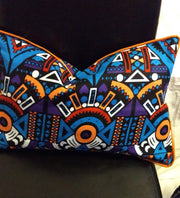 Ndebele African Print Pillow Cover Multicolored Blue TossokoClothing