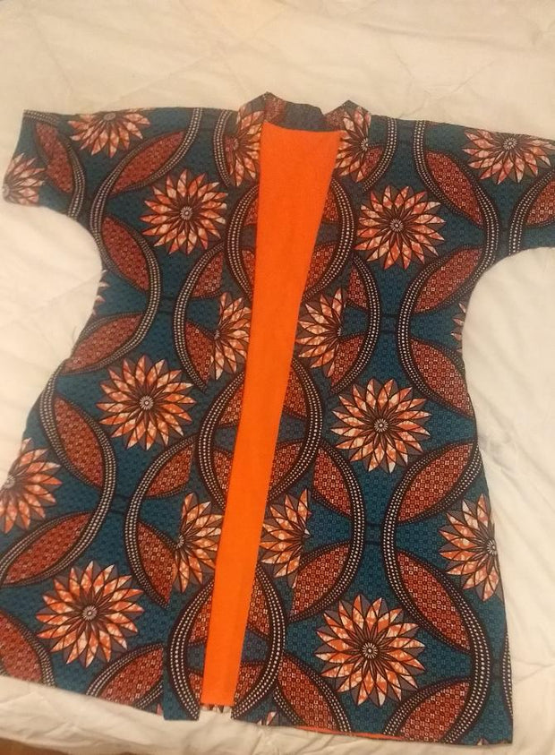 Kama Orange/ Blue Girl's Jacket Kimono TossokoClothing