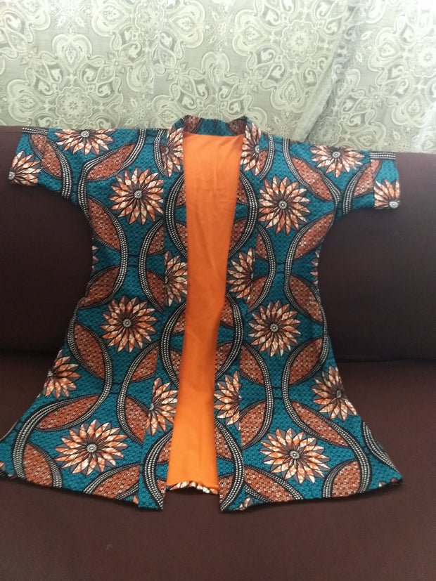 Kama Orange/ Blue Girl's Jacket Kimono TossokoClothing