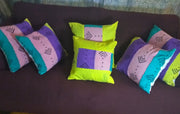 Mudcloth Pillow Cover Patchwork Purple/Pink/Yellow/Blue TossokoClothing
