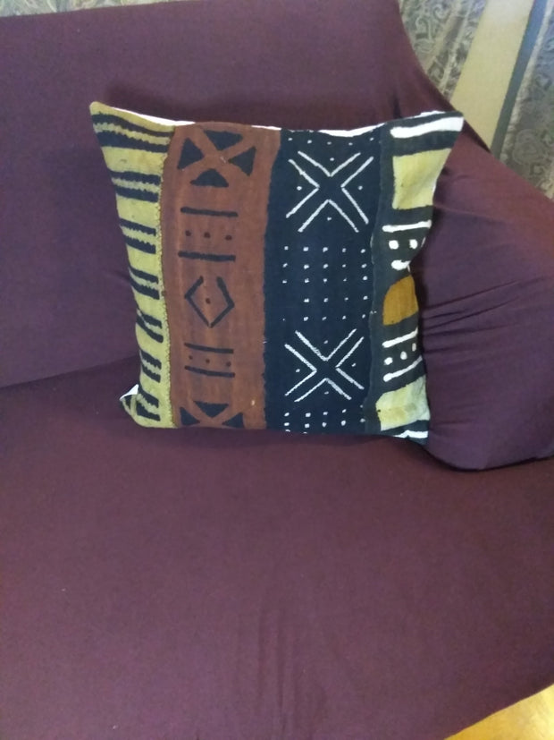 Mudcloth Pillow Cover Patchwork Brown/Black/White TossokoClothing