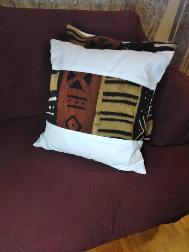 Mudcloth Pillow Cover Patchwork Brown/Black/White TossokoClothing