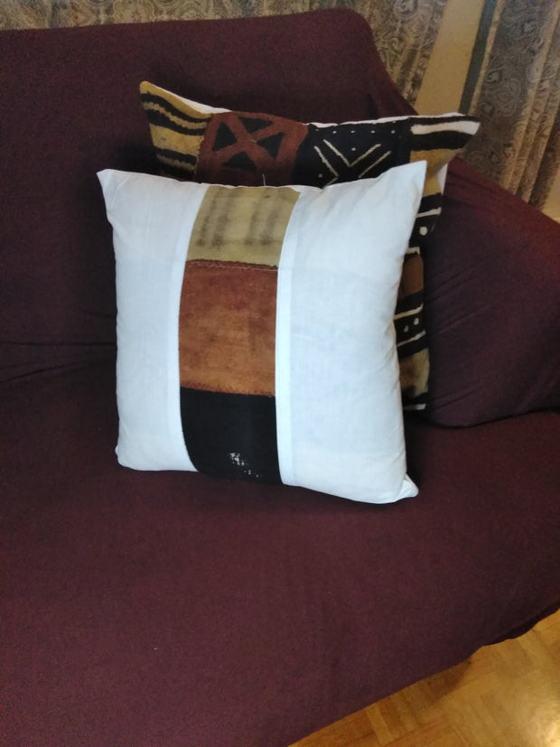 Mudcloth Pillow Cover Patchwork Brown/Black/White TossokoClothing