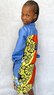 Girl's Yellow African Print & Bazin Dress TossokoClothing