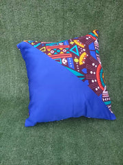 Ndebele African Print Pillow Cover Multicolored Blue TossokoClothing