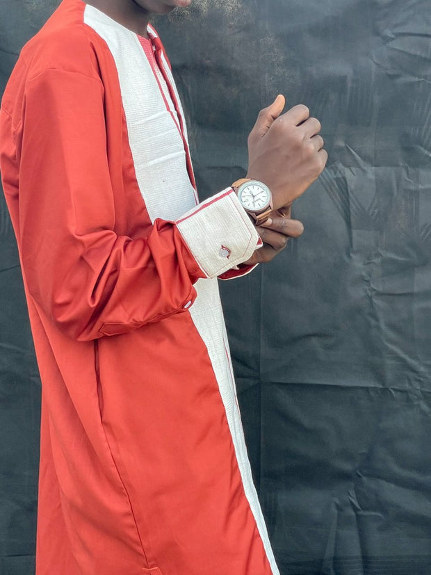 Boy's Red & White Long Sleeves  African Handwoven Shirt & Pants TossokoClothing
